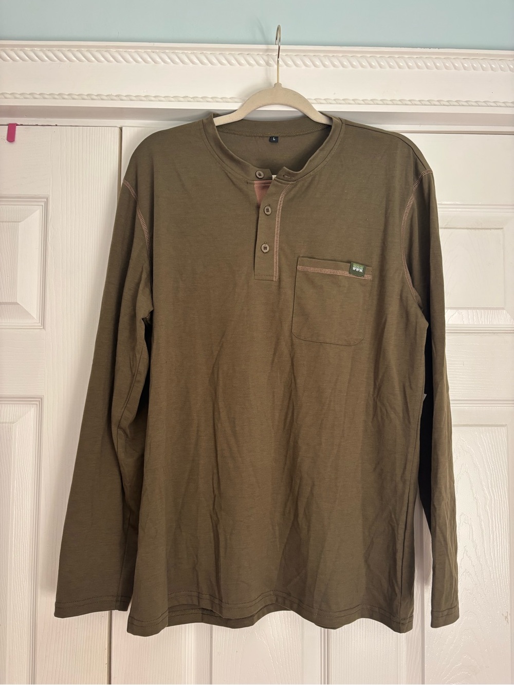 Kohl's Men's Olive Long-Sleeve Henley with Chest Pocket
